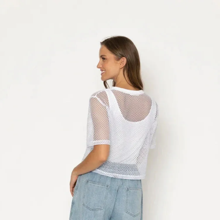 ARROW MESH TOP -WHITE