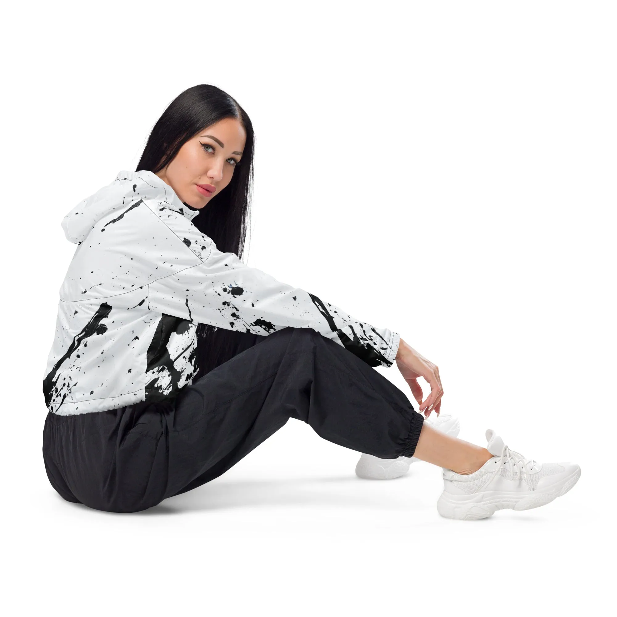 DUO MODERN "Ink Storm" Women's Cropped Windbreaker