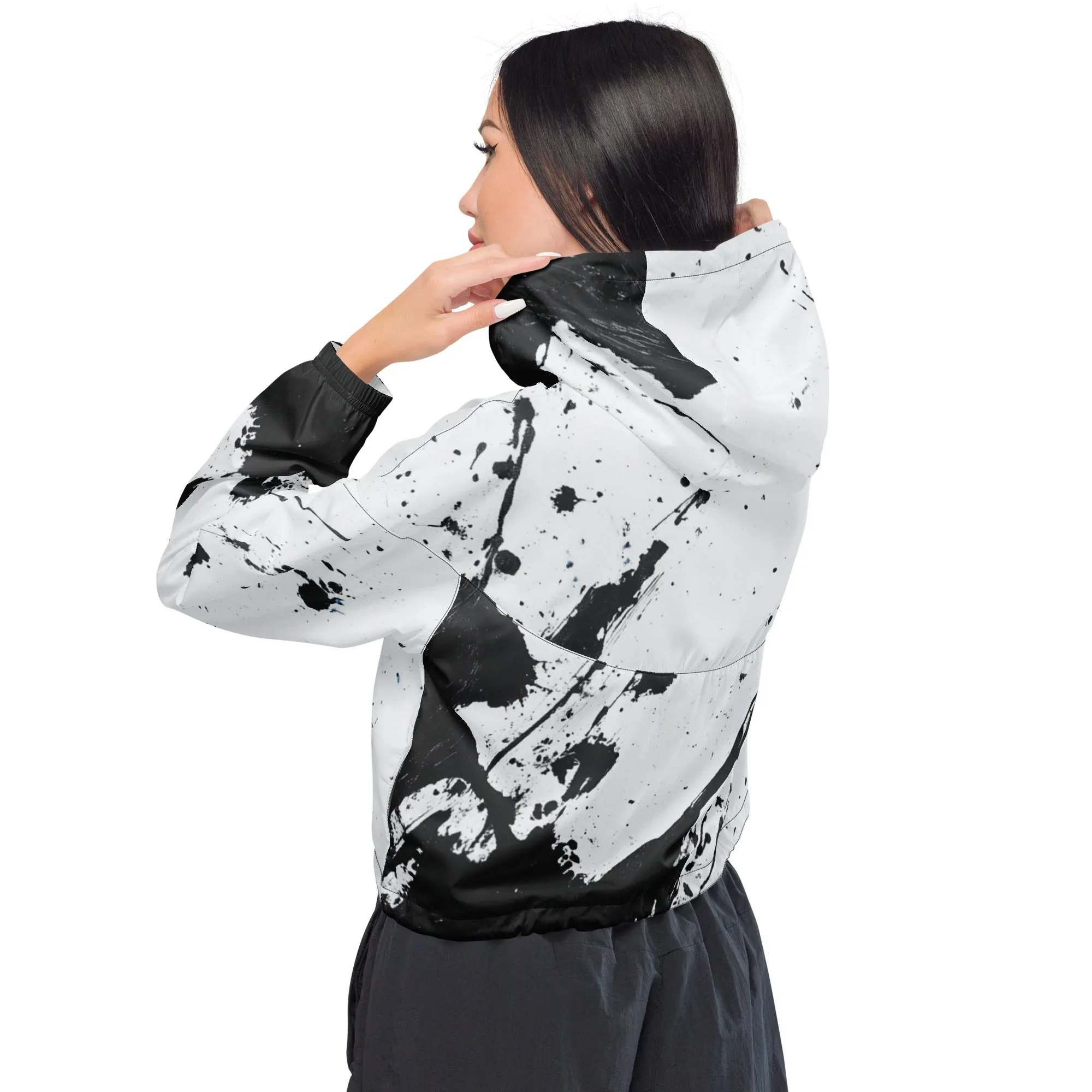 DUO MODERN "Ink Storm" Women's Cropped Windbreaker