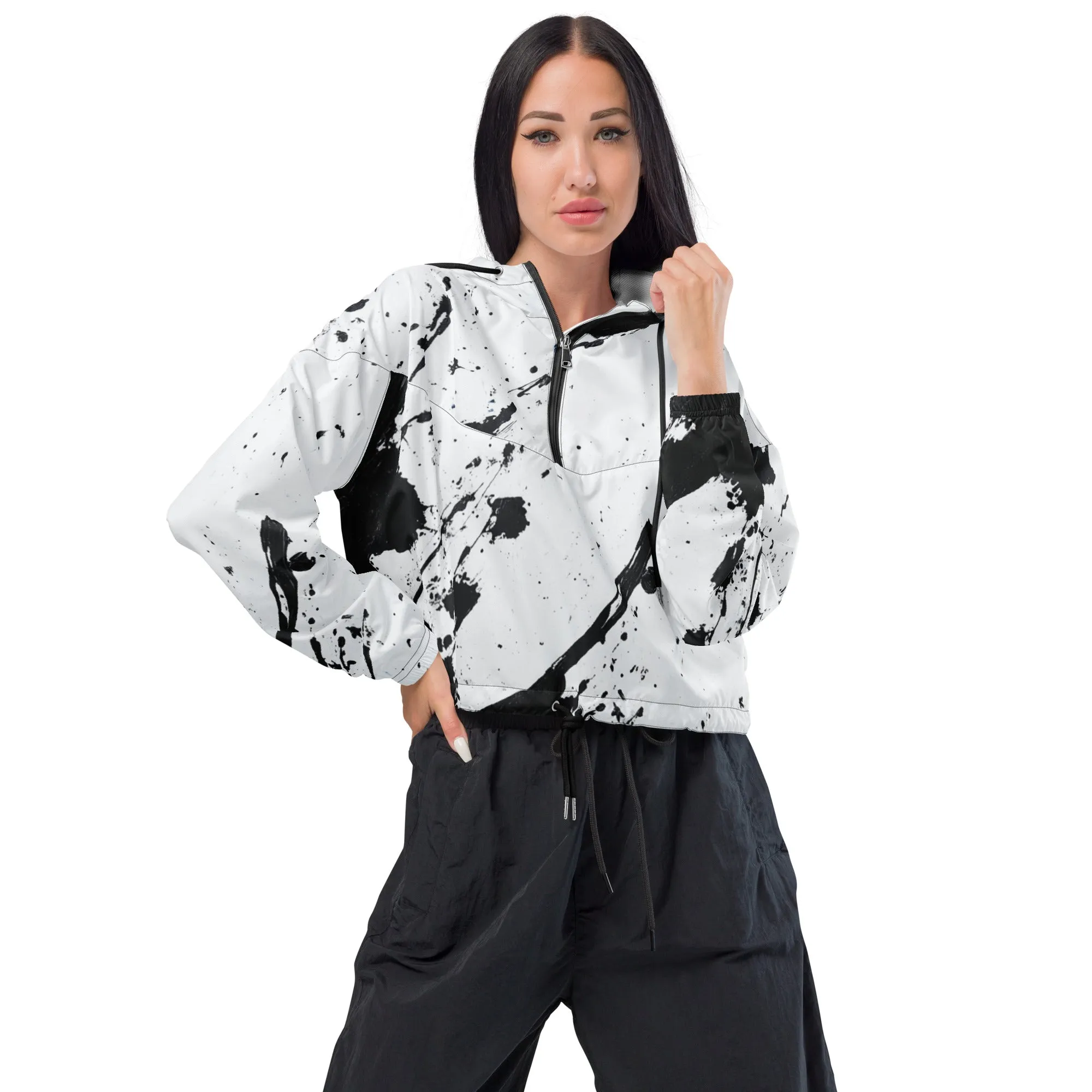 DUO MODERN "Ink Storm" Women's Cropped Windbreaker