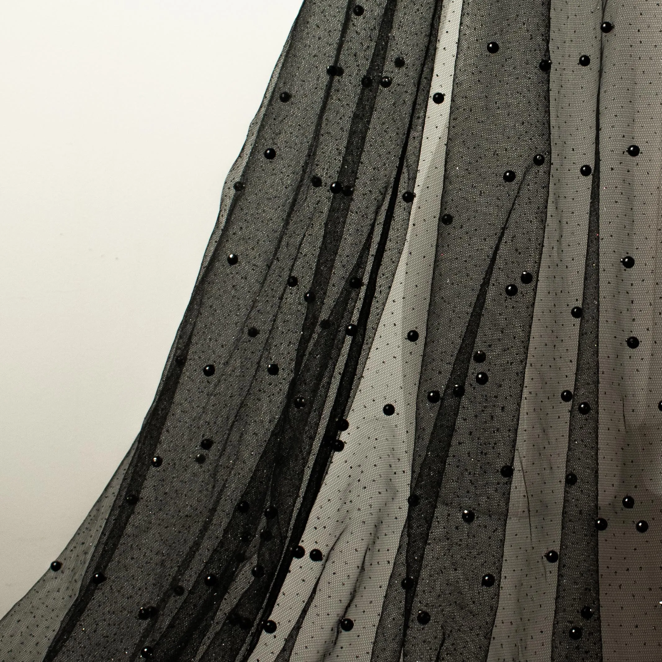 Glitter Tulle Pearl Netting Black