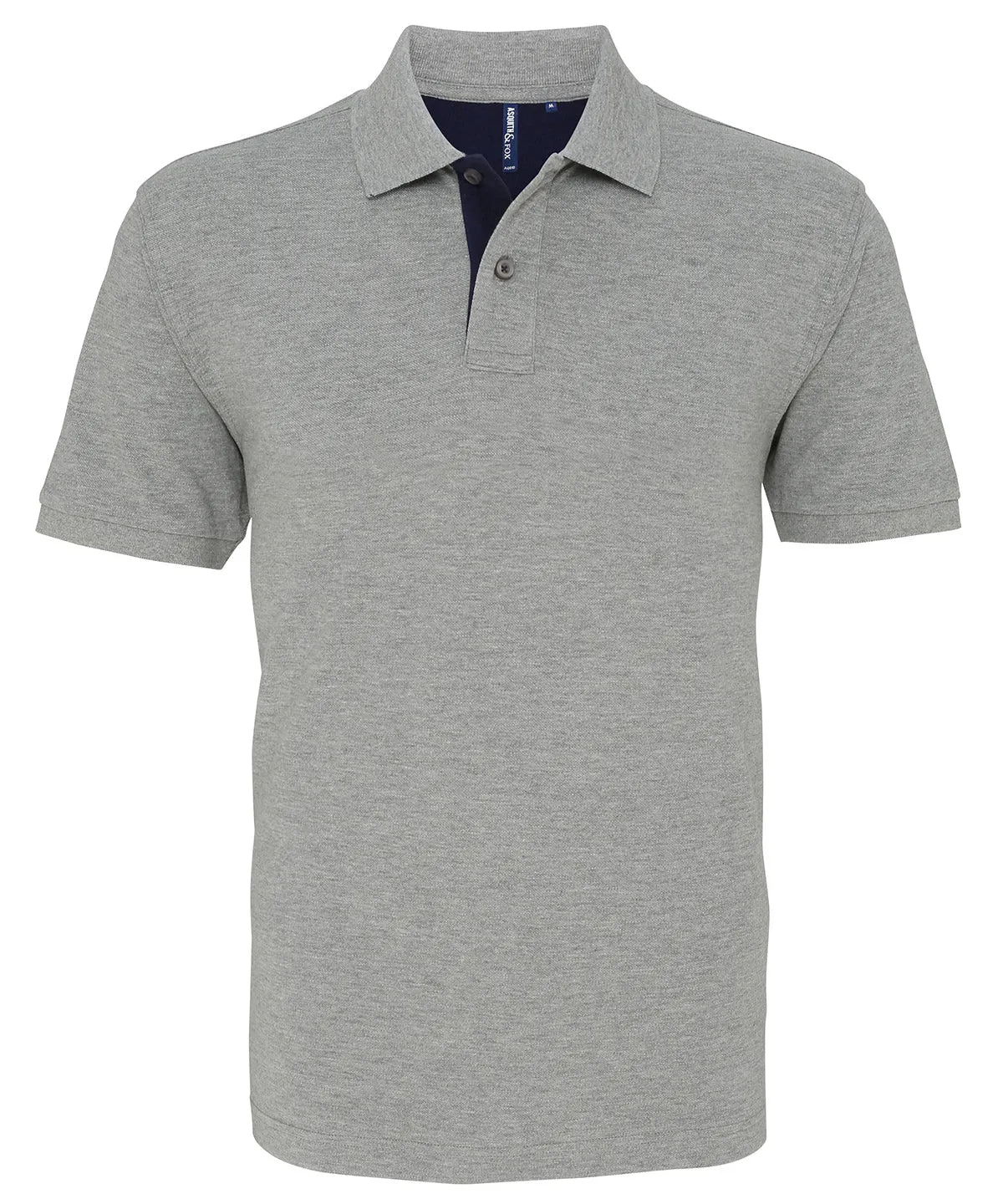 Mens classic fit contrast polo | Heather/Navy