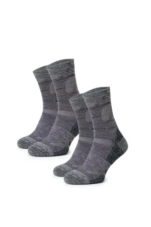 Merino Wool Hiking Socks - (Pack of 2) Light Grey