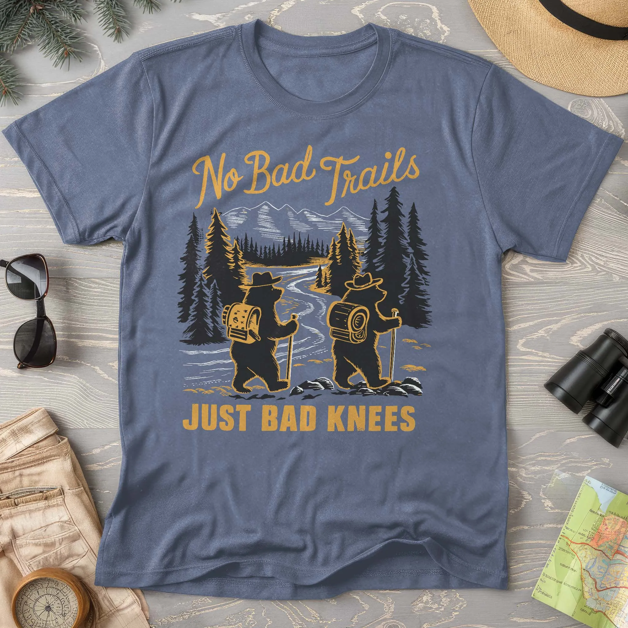 No Bad Trails Just Bad Knees Comfort Colors Hiking T-Shirt