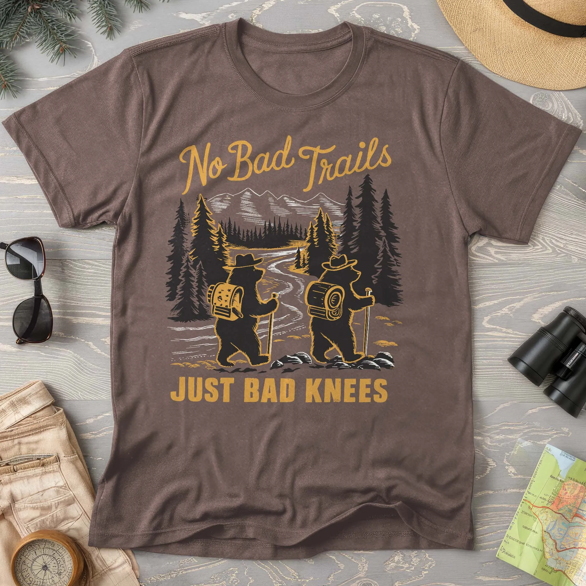 No Bad Trails Just Bad Knees Comfort Colors Hiking T-Shirt