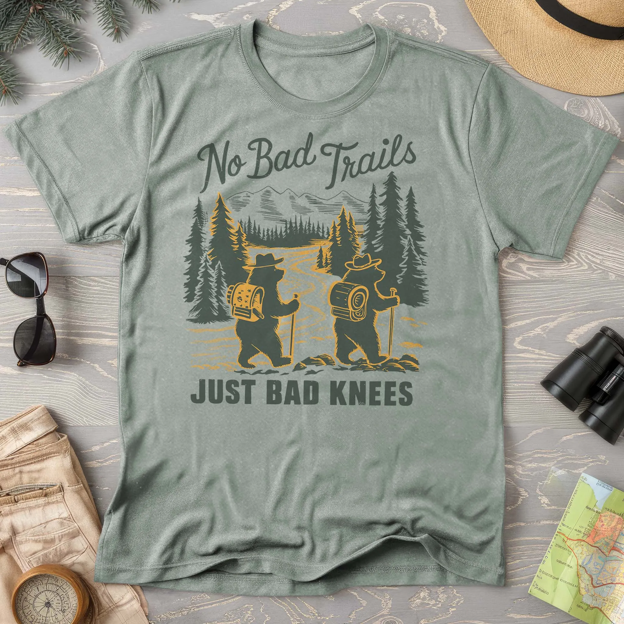 No Bad Trails Just Bad Knees Comfort Colors Hiking T-Shirt
