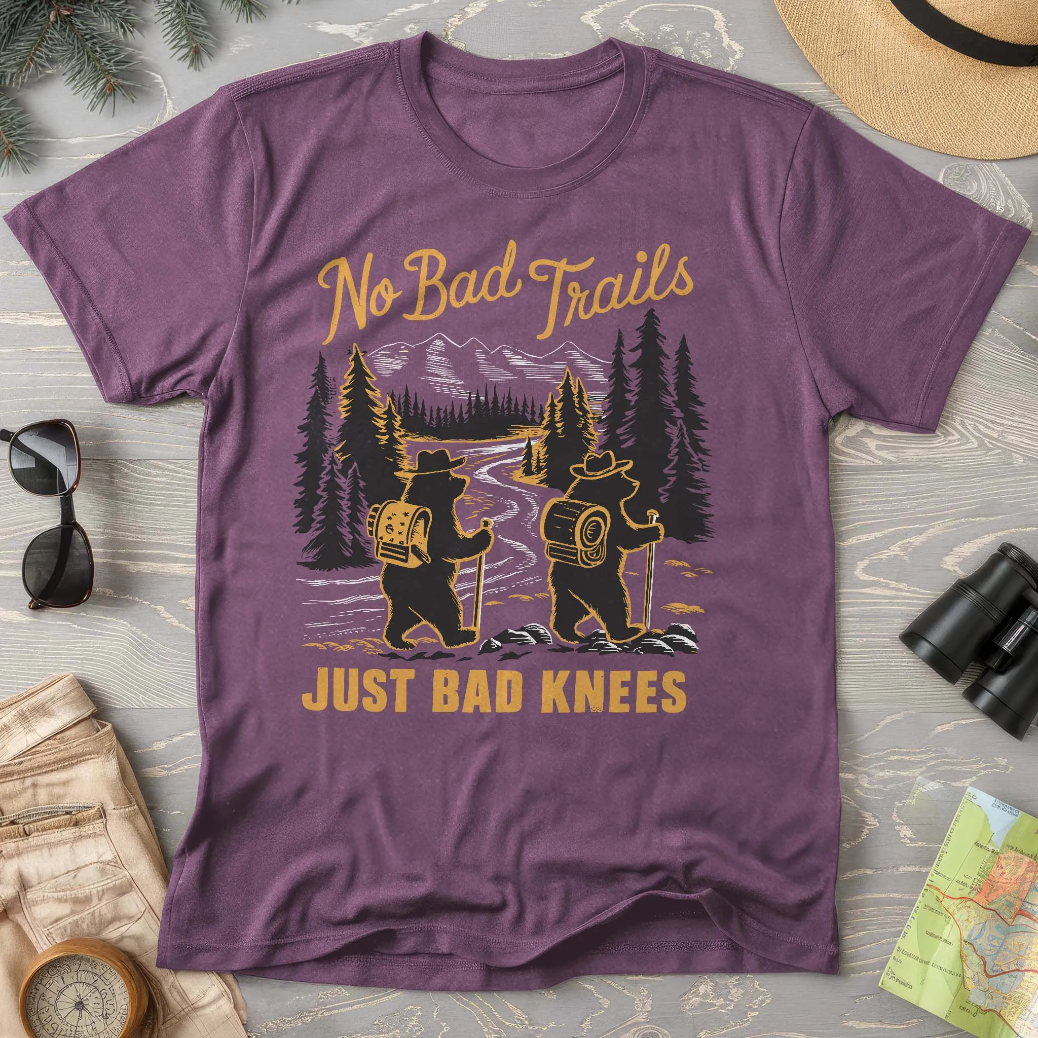 No Bad Trails Just Bad Knees Comfort Colors Hiking T-Shirt