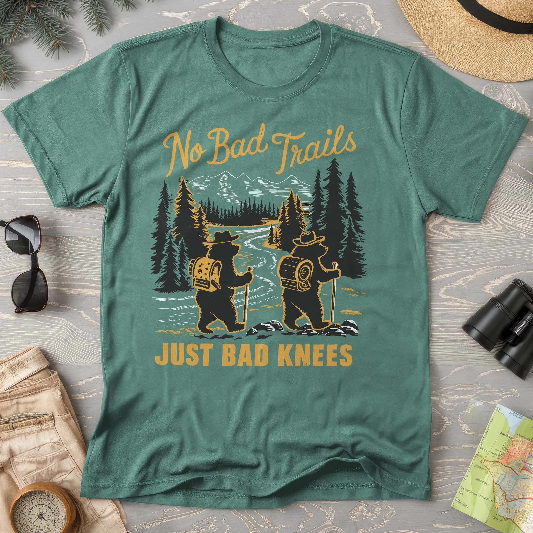 No Bad Trails Just Bad Knees Comfort Colors Hiking T-Shirt