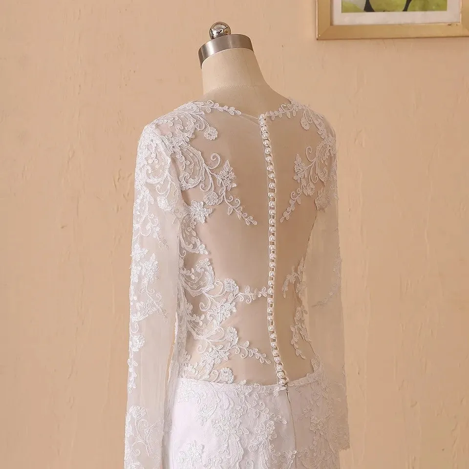 Vintage Sexy Sheer Back Lace/Tulle Trumpet Wedding Gown All Sizes/Colors